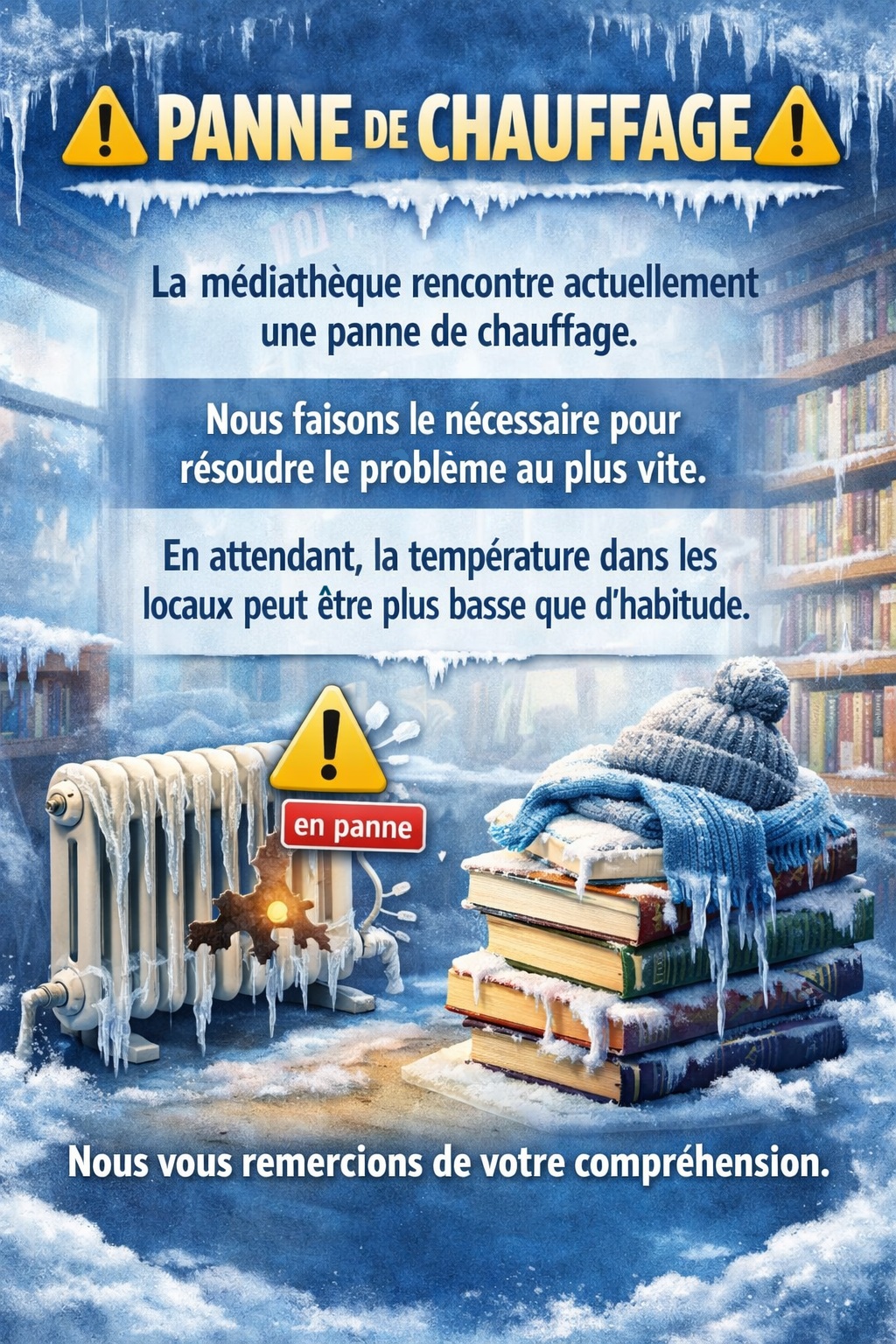 Chauffage de la Médiathèque en panne